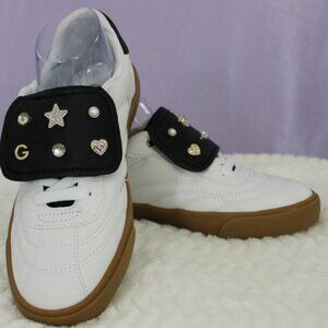 GBG Los Angeles Women’s White Leather Sneakers Size 7M Gum Sole Embellished NWT